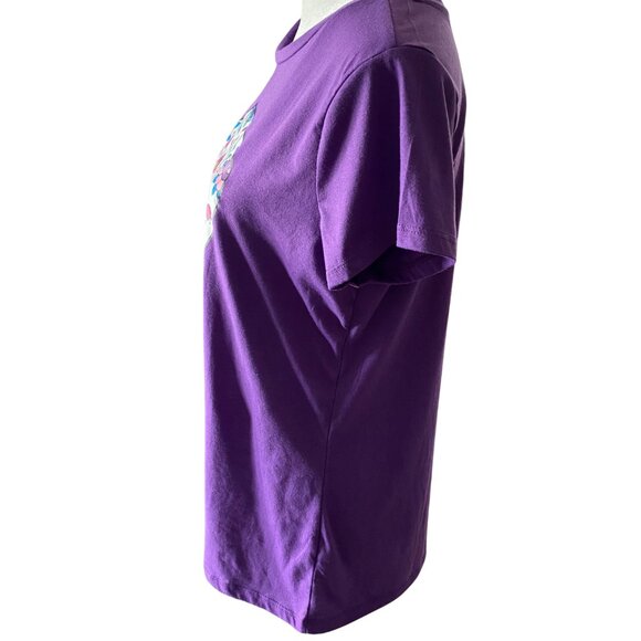 Bobbie Brooks Purple Sugar Skull Shirt, Size M, colorful skull tee, Halloween - Picture 3 of 8